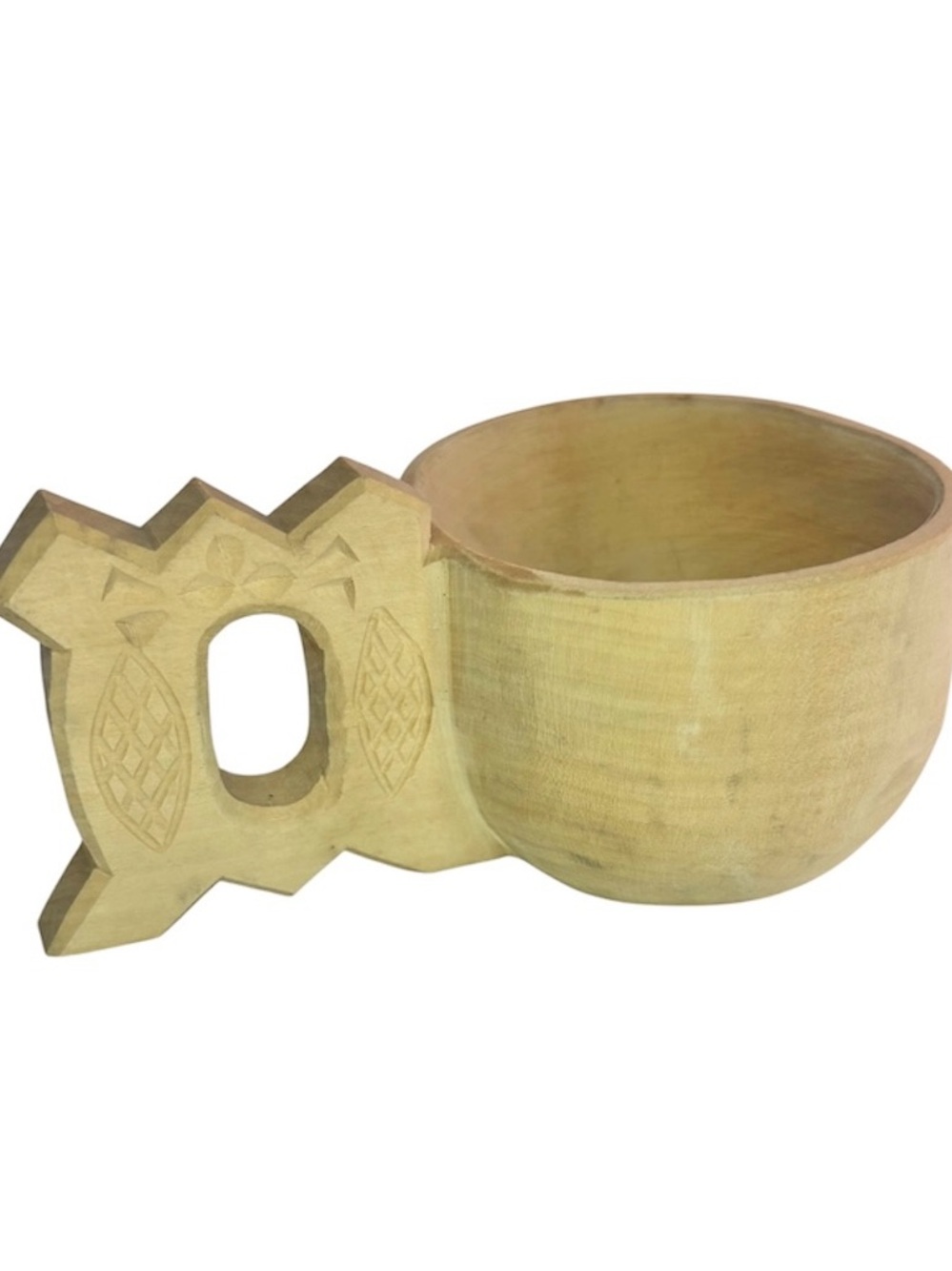 🎒BTS SALE📚 Vintage 1985 Poland Hand Carved Wooden Folk Art Cup Bowl Rustic Decor